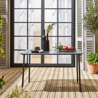 Table de jardin en métal anthracite 4 places