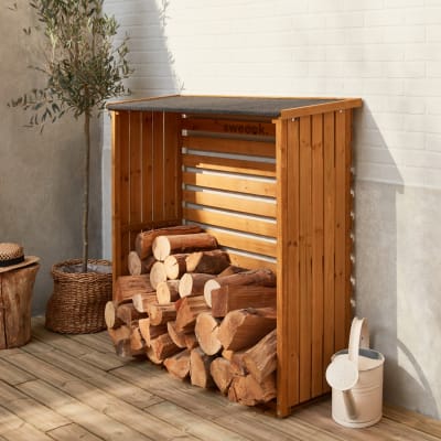 Abri buches, en bois, avec toiture et plancher