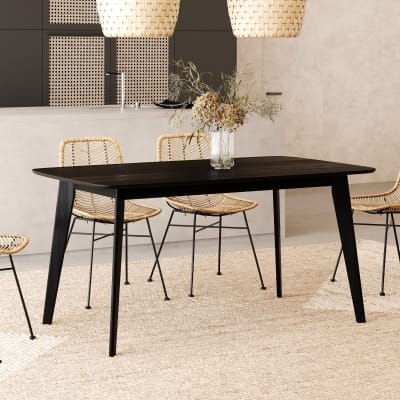 Table rectangulaire 6 personnes en bois noir 150 cm