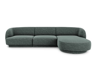 Canapé d'angle droit 4 places en tissu chenille pétrole