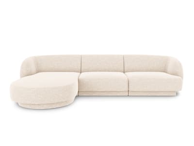 Canapé d'angle gauche 4 places en tissu chenille beige clair