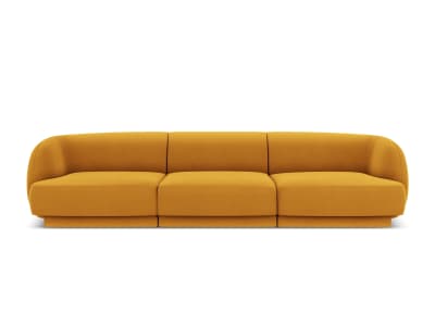 Canapé 3 places en tissu velours jaune