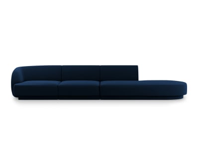 Canapé droit 4 places en tissu velours bleu roi