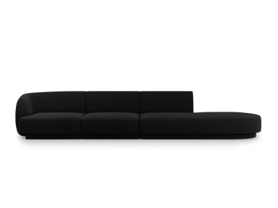 Canapé droit 4 places en tissu velours noir