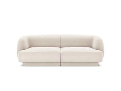 Canapé 2 places en tissu velours beige clair