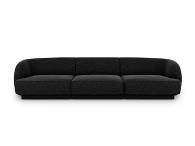 Canapé 3 places en tissu chenille noir