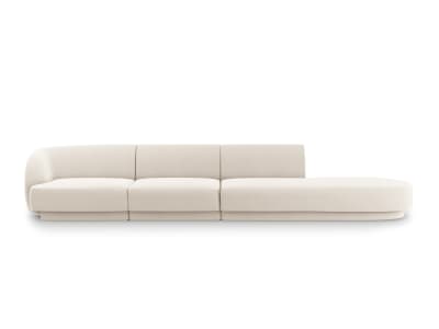 Canapé droit 4 places en tissu velours beige clair