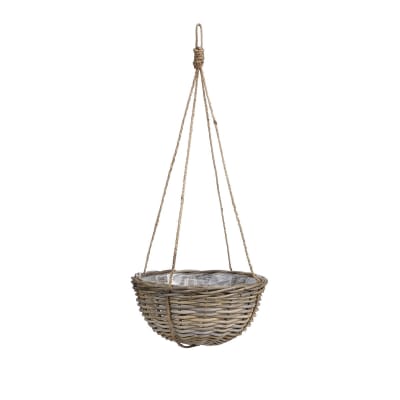Pot de fleurs gris bois de rotin h20xl40xl40cm
