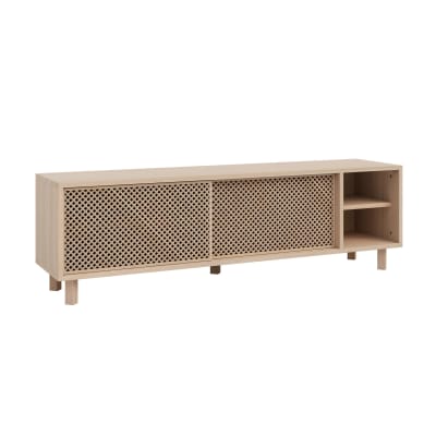 Meuble TV en bois massif naturel - une étagère - 150 cm Non verni