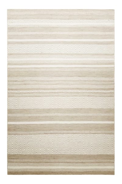 Tapis salon noué main 100% laine naturelle sable/crème 80x150