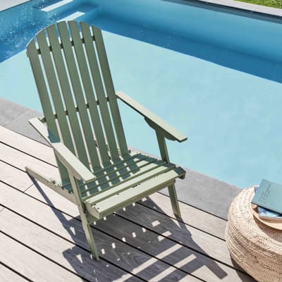 Fauteuil relax pliant en bois d'eucalyptus vert