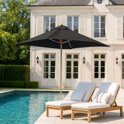 Parasol en aluminium et toile noire 200cm