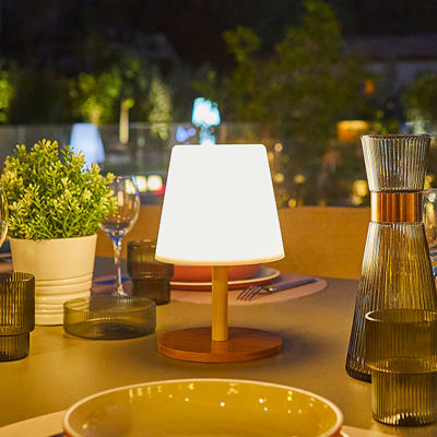 Lampe de table solaire bois bois h25cm
