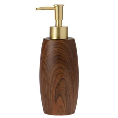 Distributeur de savon résine effet bois et doré