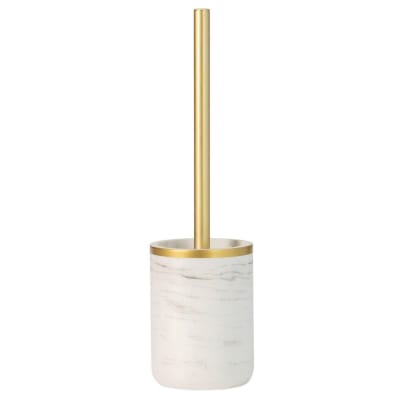 Brosse wc en résine effet marbre blanc et doré