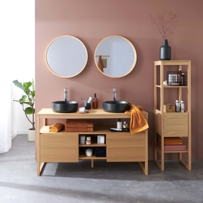 Meuble double 140cm + vasque +miroir+colonne atoll