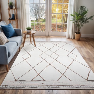 Tapis berbère ethnique ivoire/terracotta 160x213