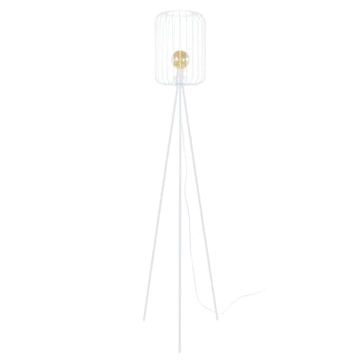 Lampadaire  métal blanc abat-jour  filaire blanc
