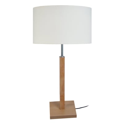 Lampe à pied carré bois naturel abat-jour écru