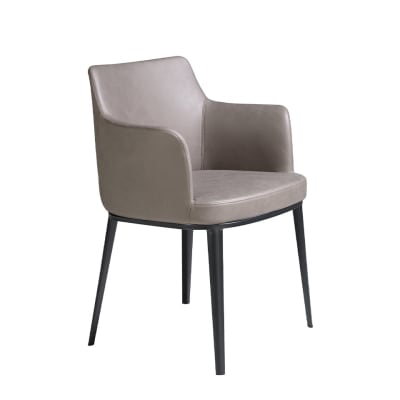 Chaise tissu vison et pieds acier noir