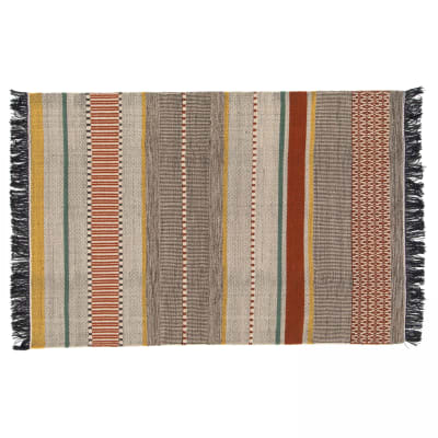 Tapis en laine tissé à plat avec motifs et franges 160 x 230 cm