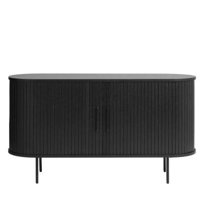 Buffet 2 portes aux angles arrondis en bois et métal l140cm - noir