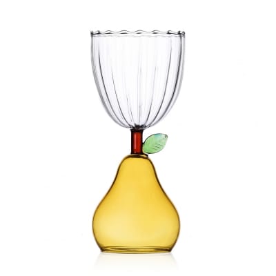 Verre à pied poire jaune