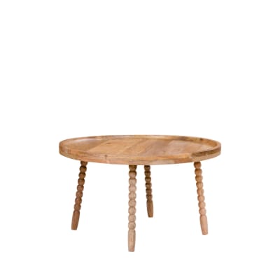 Table basse ronde en bois de manguier élégant