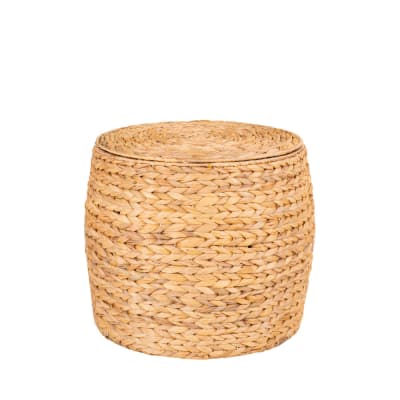 Table d’appoint avec rangement en jacinthe d’eau ø43cm - Naturel