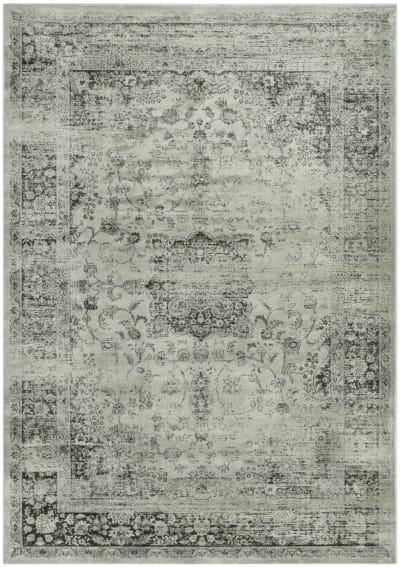 Tapis traditionnel en viscose vert, 201 x 279 cm
