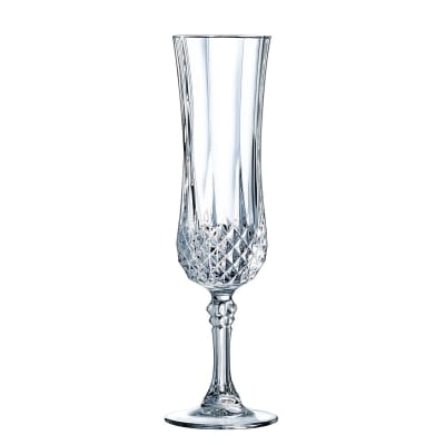 6 flûtes à champagne 12cl - verre ultra transparent au design vintage