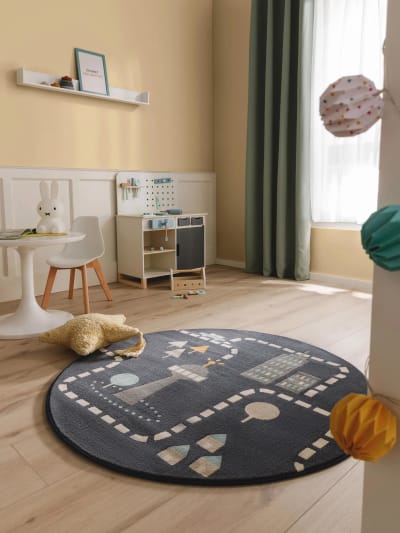 Tapis enfant bleu d 120 rond