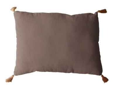Coussin avec pompons en jute jute/coton taupe 50x70 cm