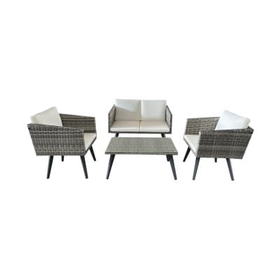 Salon de jardin en rotin et alu 4 places + table basse