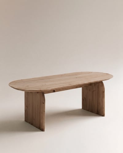 Table à manger ovale en bois de sapin vieilli 160x75,2cm