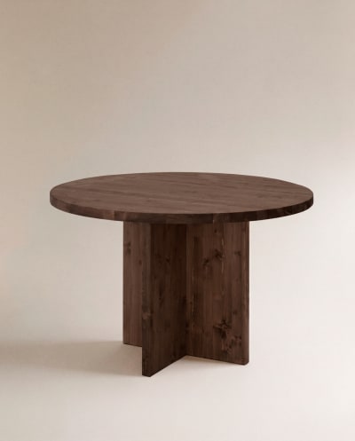 Table à manger ronde en bois de sapin marron de ø110x75cm