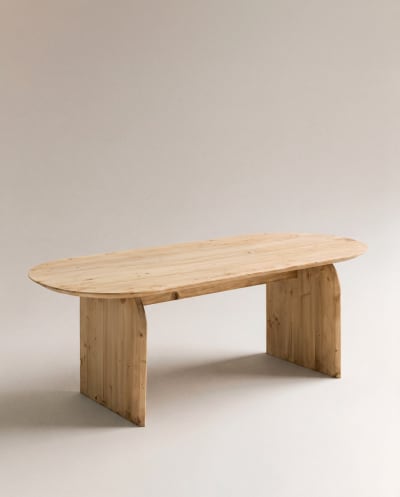 Table à manger ovale en bois de sapin marron 180x75,2cm