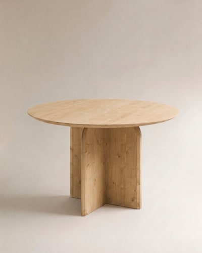 Table à manger ronde en bois de sapin marron 110x75,2cm