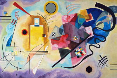 Tableau  kandinsky jaune, rouge, bleu imprimé sur toile 60x40 cm