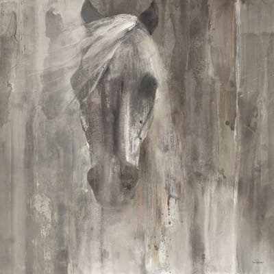 Tableau cheval blanc aquarelle imprimé sur toile 50x50 cm