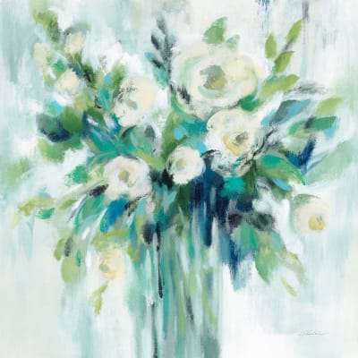 Tableau bouquet de fleurs en aquarelle imprimé sur toile 50x50 cm