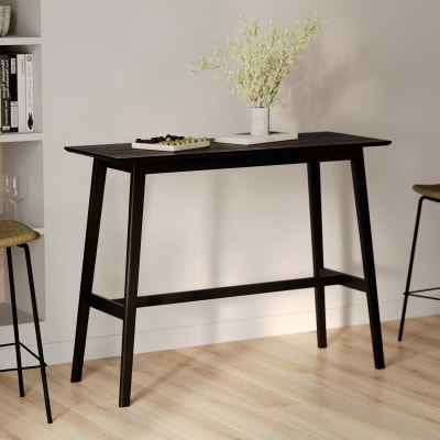 Table de bar rectangulaire 4 personnes en bois noir 120 cm