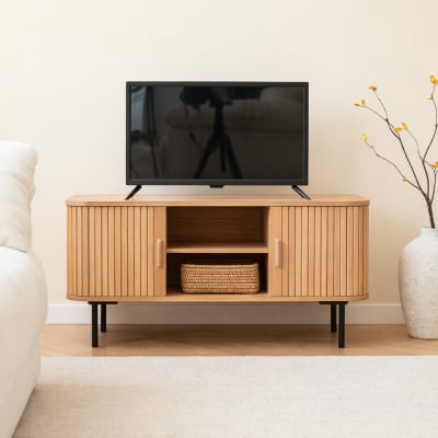 Meuble tv 2 portes en bois et metal
