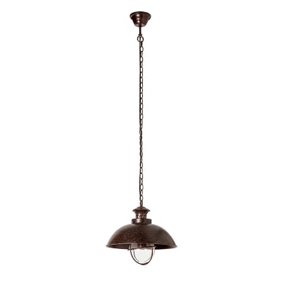 Suspension industrielle marron oxydé détail verre e27