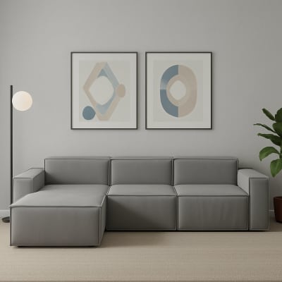 Canapé d'angle en tissu gris 160x170 cm