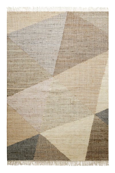 Tapis tissé main jute et coton brun beige gris 160x230