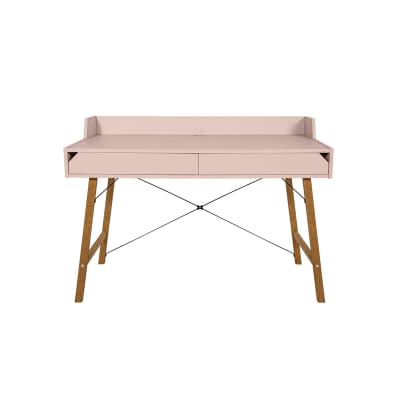 Bureau 2 tiroirs panneaux stratifiés rose