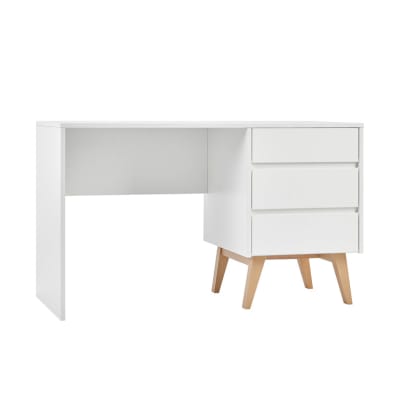 Bureau 3 tiroirs swing panneaux mdf et stratifié blanc