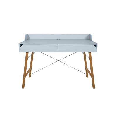 Bureau 2 tiroirs panneaux stratifiés bleu