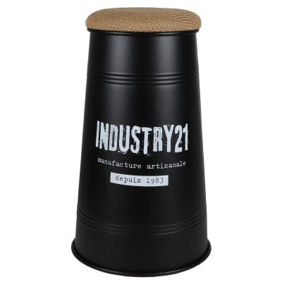 Tabouret de bar métal noir style industriel 40x40x66.5cm